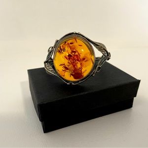 Amber/Silver bangle braclet